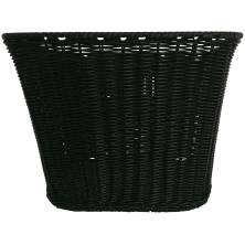 Kurv For Fastmonteret Plast Rattan Sort Flet Med Bøjle & Beslag