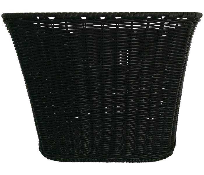 Kurv For Fastmonteret Plast Rattan Sort Flet UBøjle & Beslag