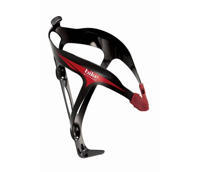 Flaskeholder Bike Attitude SuperLight 29 gram - Sort med Rød Gummipakning
