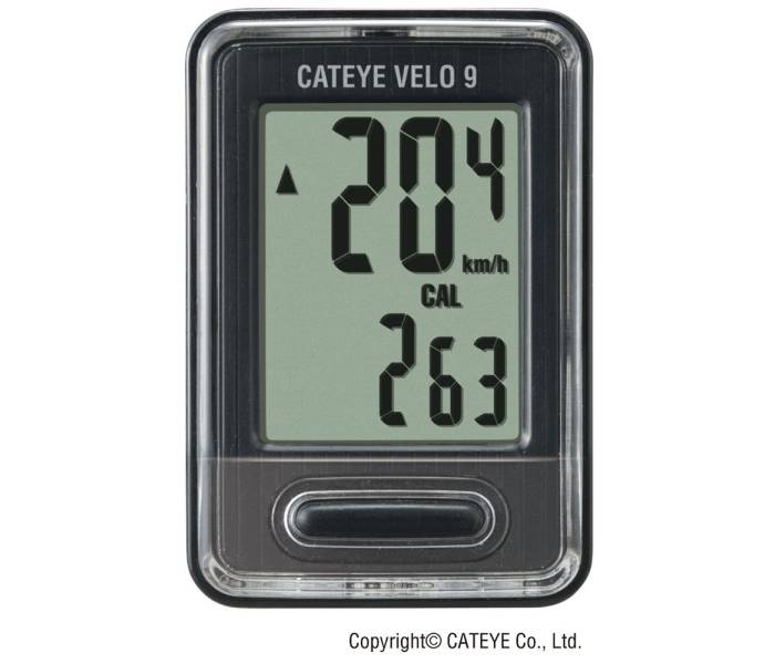 Cykelcomputer Cateye velo 9 sort